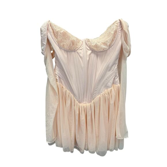 House of CB Vivi Peach Corset Mini Dress S Plus Cup Balletcore Babydoll - Picture 7 of 10